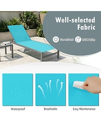 Gymax Outdoor 6-Position Lounge Chair Chaise Aluminium Adjust Recliner Patio