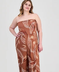 Derek Heart Trendy Plus Strapless Ruched Jumpsuit
