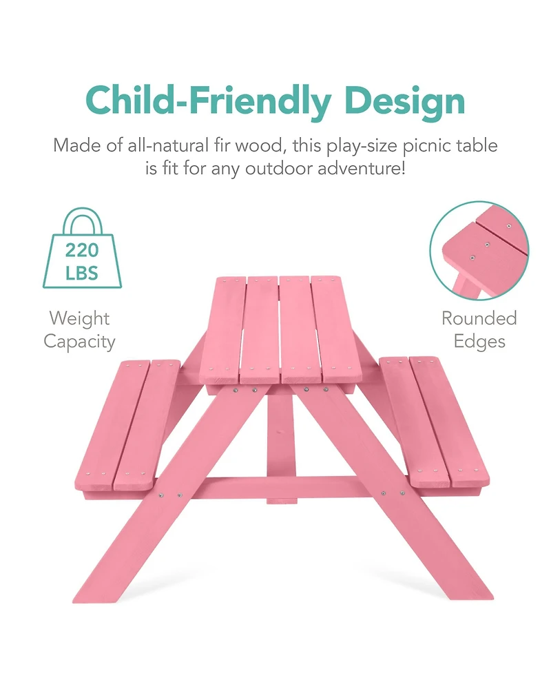 Best Choice Products Kids Wooden Picnic Table, Outdoor Activity Table w/ Adjustable Umbrella, Seats
