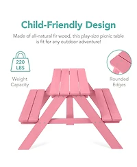 Best Choice Products Kids Wooden Picnic Table, Outdoor Activity Table w/ Adjustable Umbrella, Seats