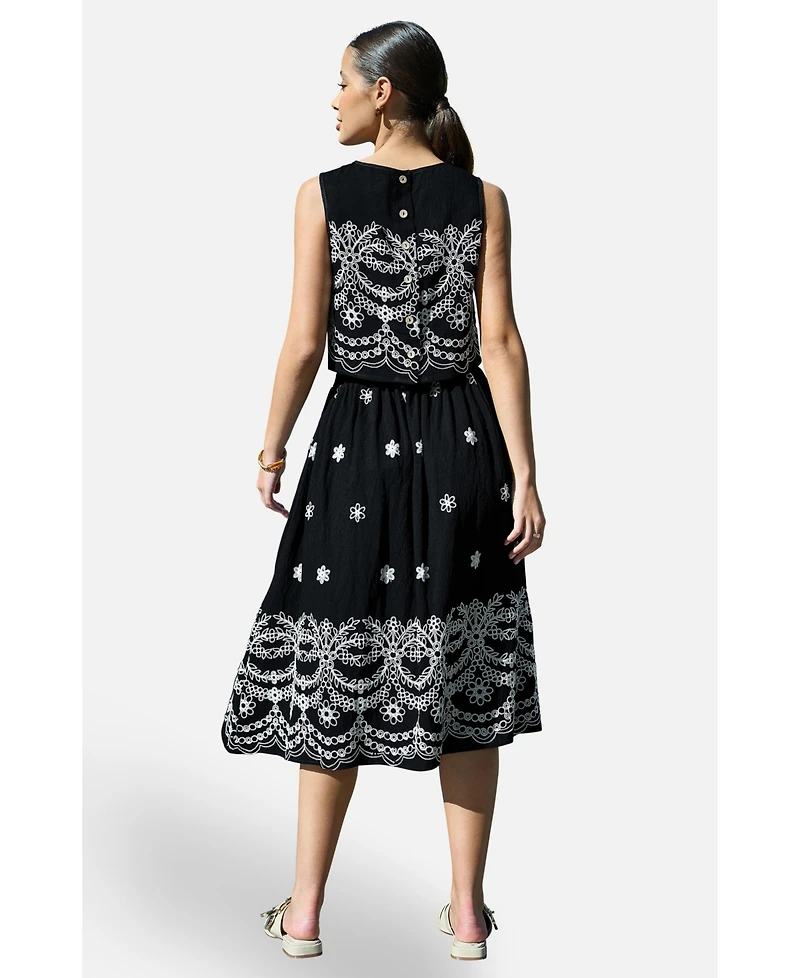 Yumi Women's Embroidered Midi Skirt