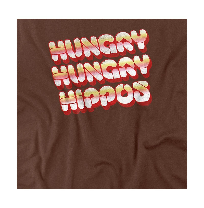 Logovision Men's Hungry Hippos Vintage Bubble Letter Logo T Shirt
