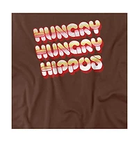 Logovision Men's Hungry Hippos Vintage Bubble Letter Logo T Shirt
