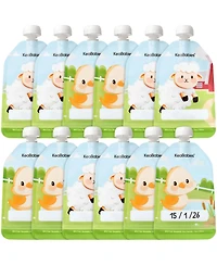 KeaBabies 12-Pack Prep Baby Food Pouch Reusable for Apple Sauce, Breastmilk, 5oz Puree Pouches Toddlers, Kids, First