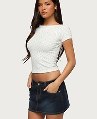 Edikted Women's Raglan Boat Neck Floral Top