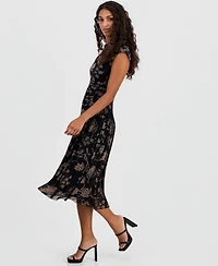 Robbie Bee Petite Printed Side-Ruched Midi Dress