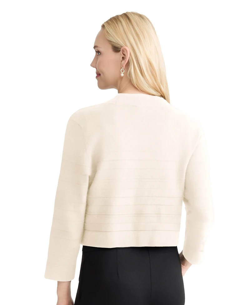 Jones New York Petite Cropped Striped Stitch Shrug