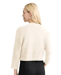 Jones New York Petite Cropped Striped Stitch Shrug