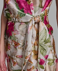 Karl Lagerfeld Paris Women's Floral Print Short-Sleeve Side-Tie Dress