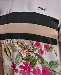 Karl Lagerfeld Paris Women's Short-Sleeve Mixed Media Print Knit Top