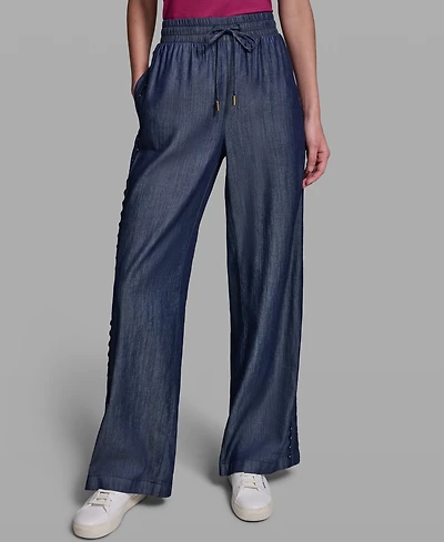 Karl Lagerfeld Paris Women's Soft Drawstring Waist Pull-On Pants