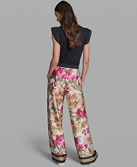 Karl Lagerfeld Paris Women's Soft Floral Print Pull-On Pants