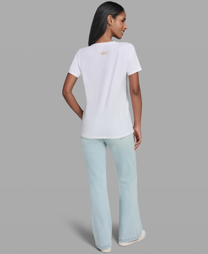 Karl Lagerfeld Paris Women's Logo Print Short-Sleeve T-Shirt
