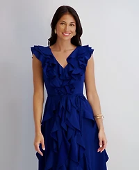 Kensie Women's Silky Woven Ruffle Midi Dress
