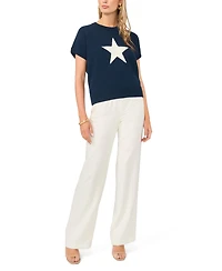 Vince Camuto Women's Star Motif Short-Sleeve Sweater