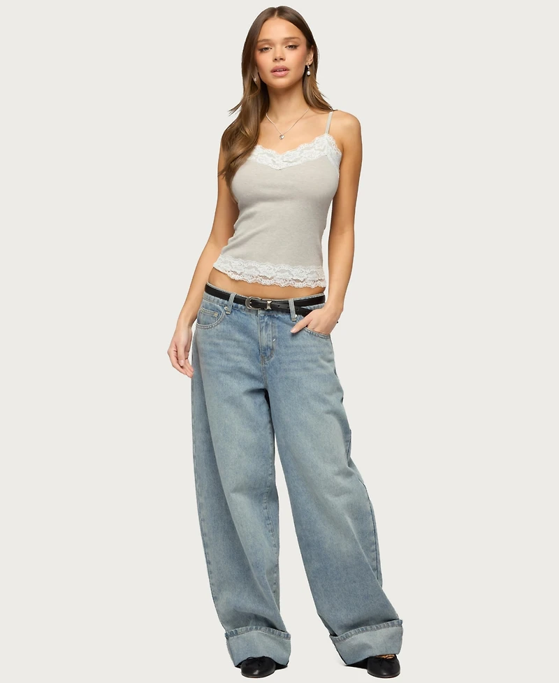 Edikted Women's Vieve Contrast Lacey Tank Top