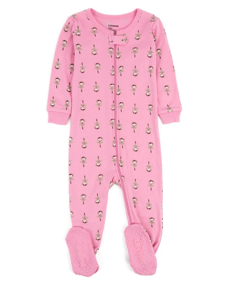 Leveret Toddler Girls Matching Family One-Piece Cotton Sleep 'n Play Footed Pajamas
