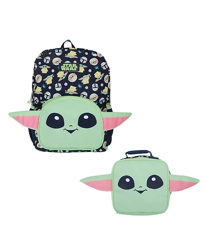 Star Wars: The Mandalorian The Mandalorian Grogu 16" Novelty Backpack and Lunch Box Set For School And Travel