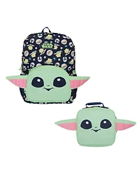 Star Wars: The Mandalorian The Mandalorian Grogu 16" Novelty Backpack and Lunch Box Set For School And Travel