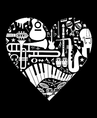 La Pop Art Men's Music Instruments Heart Word T-Shirt