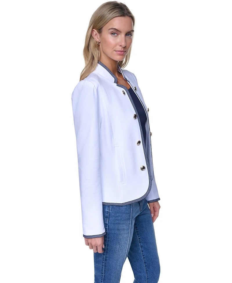 Nautica Women's Cotton-Blend Band Collar Captain Jacket