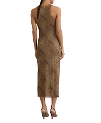 Reiss Women's Snake-Print Jersey Racer Midi Dress