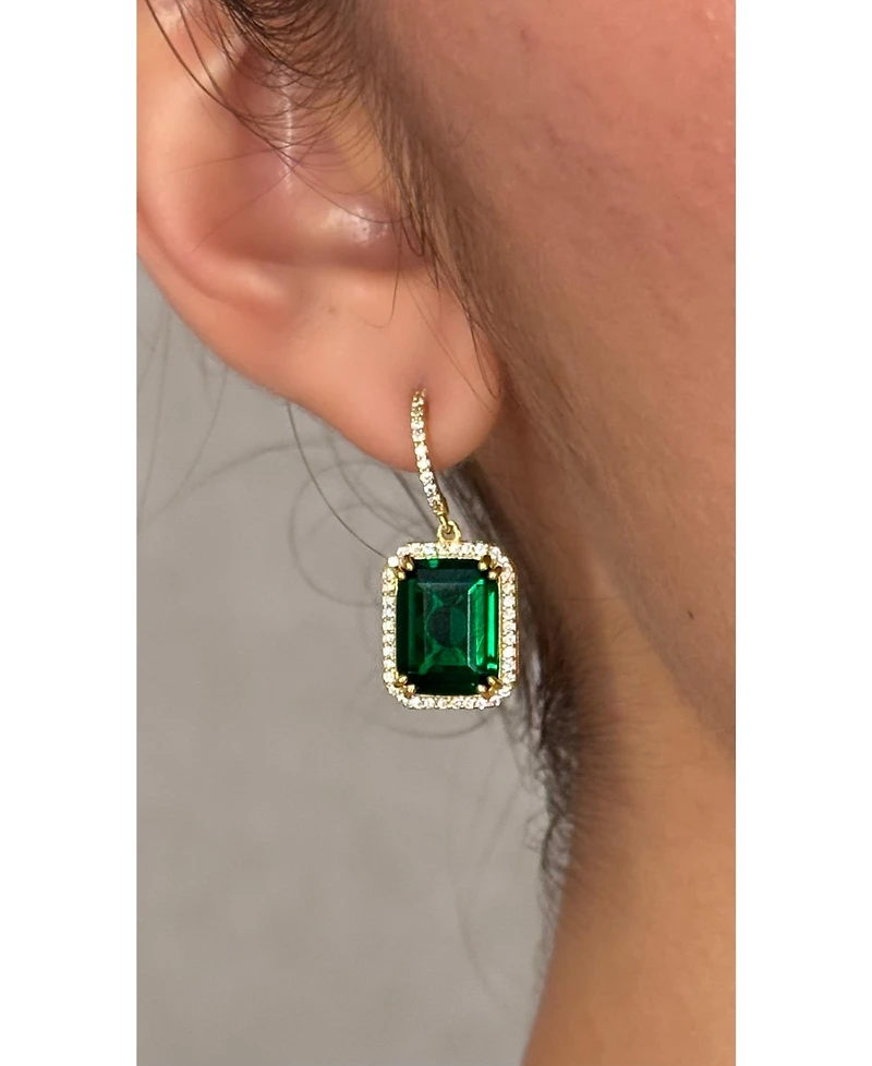 Suzy Levian Sterling Silver Cubic Zirconia Halo Dangling Earrings