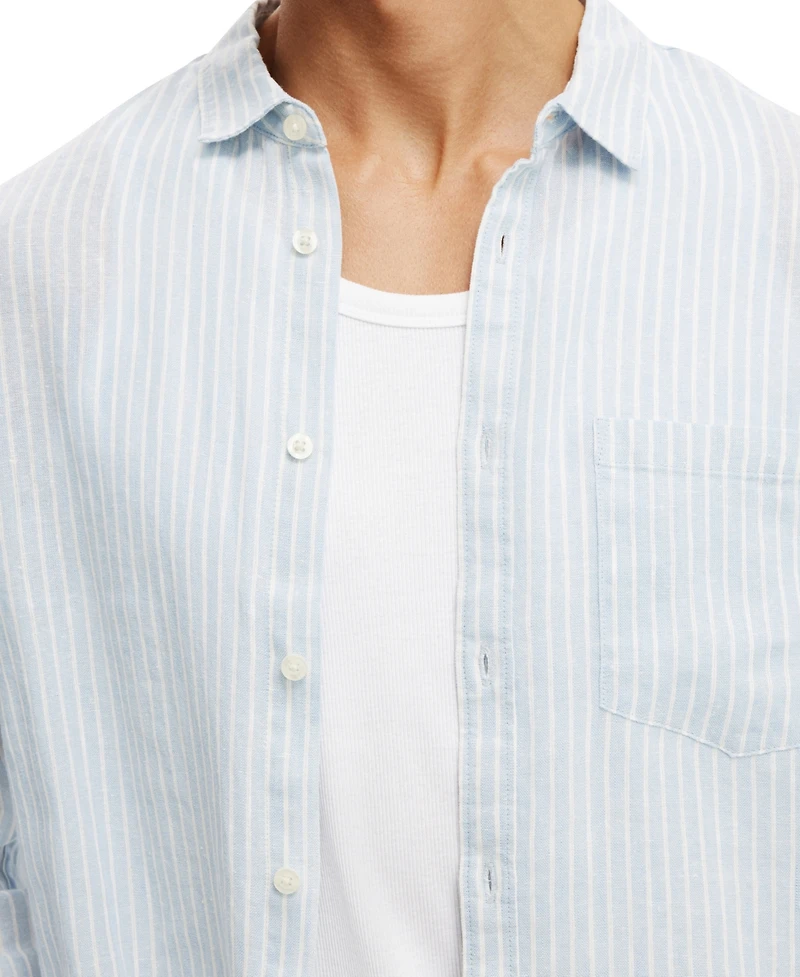 Cotton On Men's Relaxed Linen Long-Sleeve Shirt