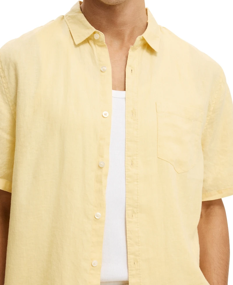 Cotton On Men's Relaxed Linen Short-Sleeve Shirt