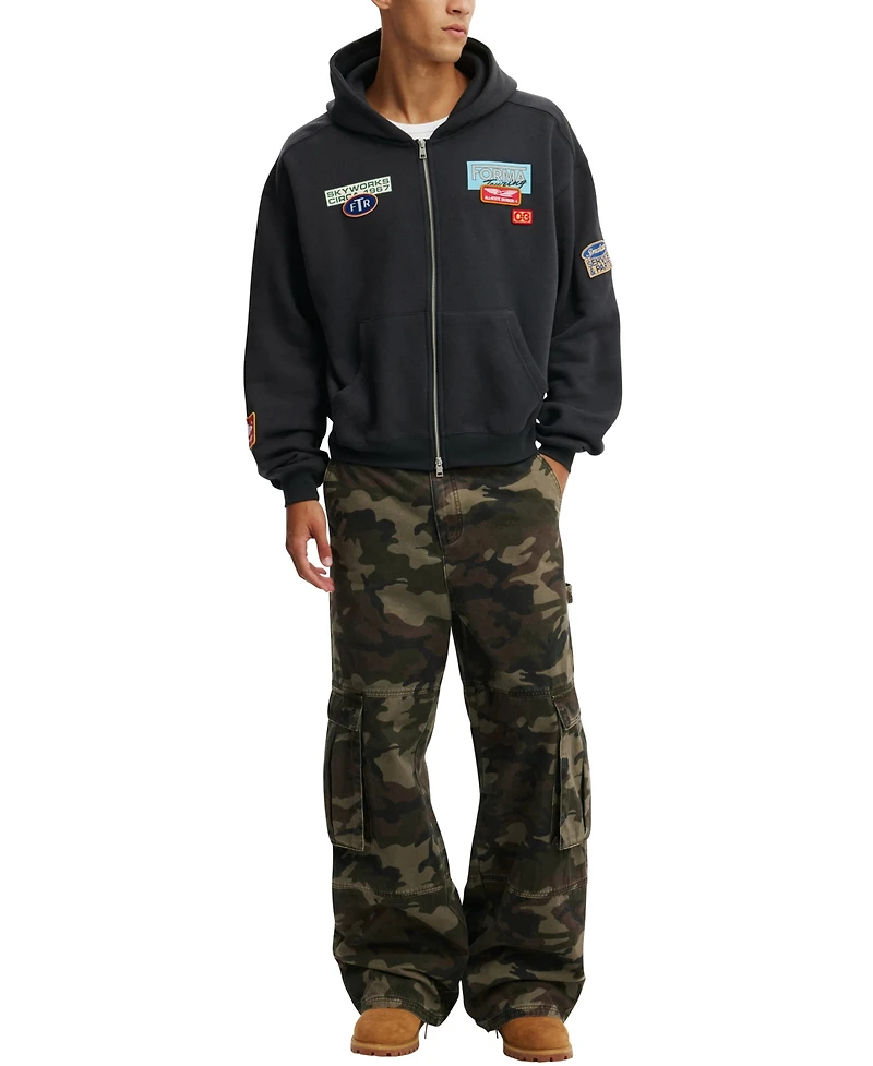 Cotton On Men's Cropped Zip-Up Graphic Hoodie
