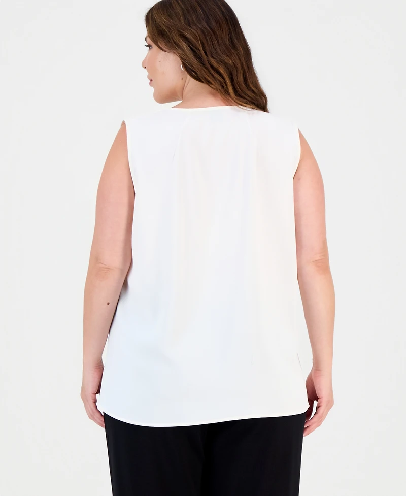 Anne Klein Plus Size Keyhole-Neck Sleeveless Top