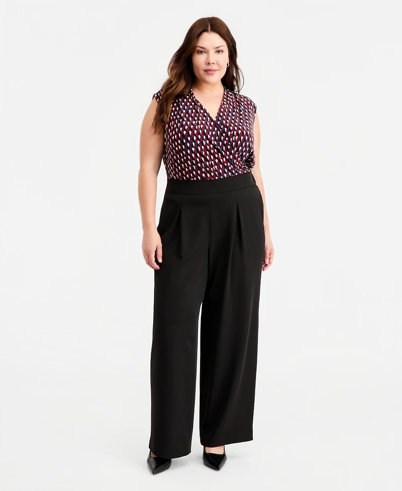 Anne Klein Plus Pleat-Front Wide Leg Pants