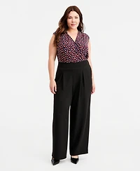 Anne Klein Plus Pleat-Front Wide Leg Pants
