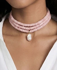 Ettika Marina Layers Rose Quartz Necklace