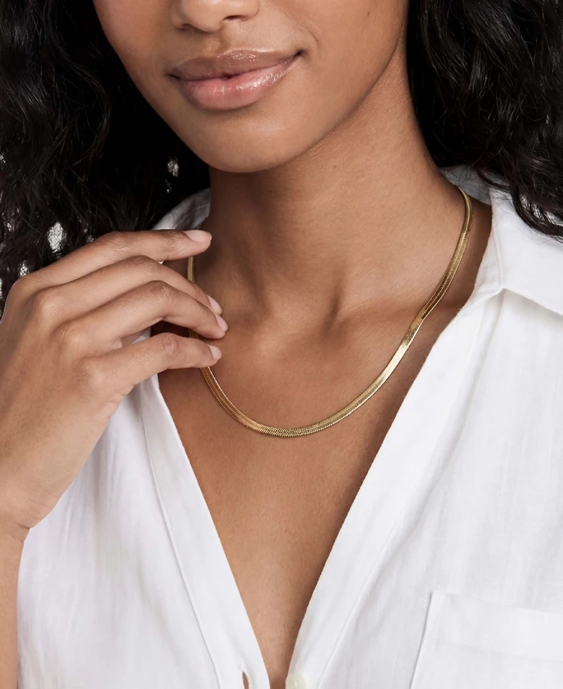 Ettika Brooklyn Flat Herringbone Chain Necklace