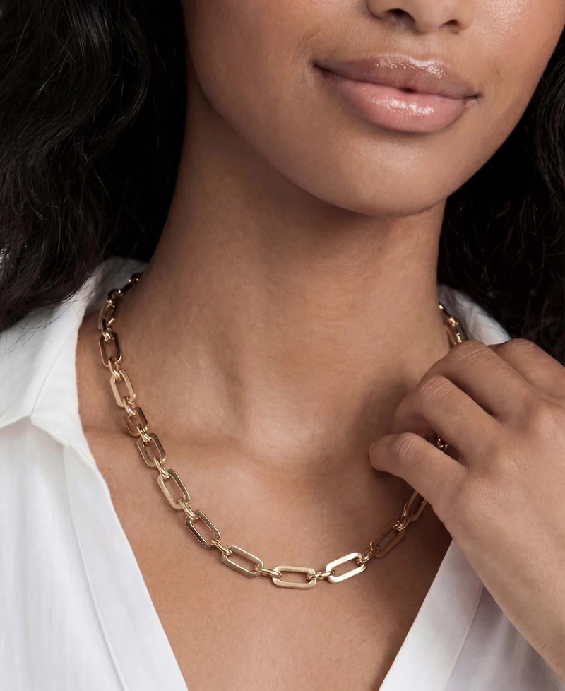 Ettika Golden Flat Rectangle Chain Necklace