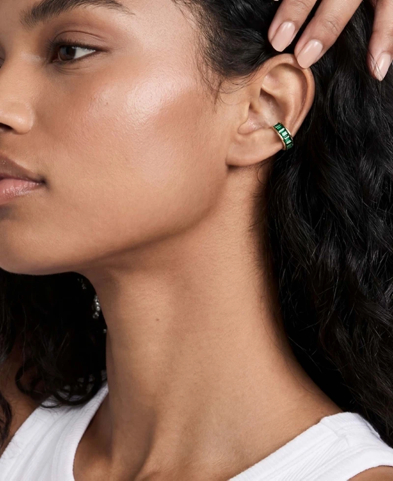 Ettika 18k Gold-Plated Class Crystal Cuff Earrings