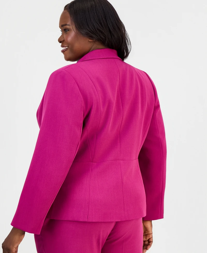 Kasper Plus Notched-Collar One-Button Blazer