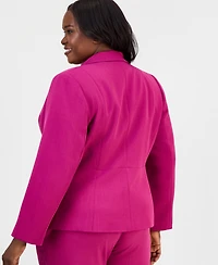 Kasper Plus Notched-Collar One-Button Blazer