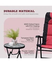 Outsunny 3PC Folding Outdoor Furniture Set, Rocking Chairs, Table,