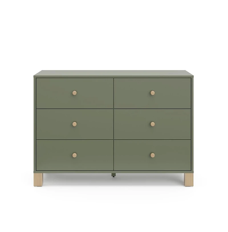 Storkcraft California 6-Drawer Double Dresser (Olive with Driftwood)
