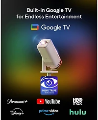 Aurzen Portable Mini Projector with Built-in Google Tv, Flexible Stand, Tof Auto Focus, Usb-c Powered, 4K Support, 300 Ansi Lumens