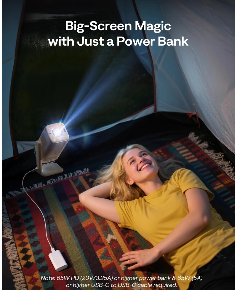 Aurzen Portable Mini Projector with Built-in Google Tv, Flexible Stand, Tof Auto Focus, Usb-c Powered, 4K Support, 300 Ansi Lumens