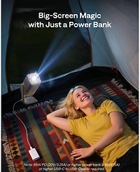 Aurzen Portable Mini Projector with Built-in Google Tv, Flexible Stand, Tof Auto Focus, Usb-c Powered, 4K Support, 300 Ansi Lumens