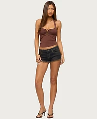 Edikted Women's Lavan Gathered Bead Halter Top