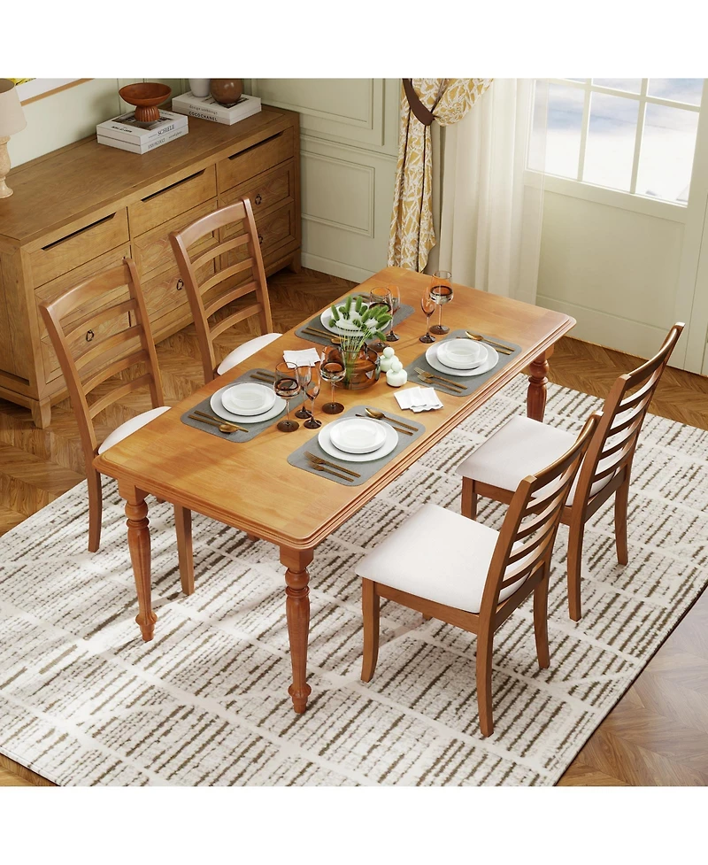 Slickblue Modern Upholstered Wooden Dining Chairs Set of 2 for Kitchen and Dining Room-Beige