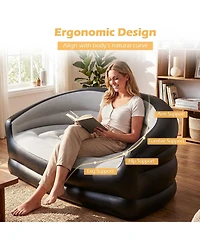 Sugift Portable Inflatable Loveseat Sofa with Flocked Surface for Two