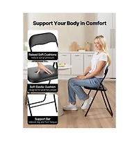 Sugift 6 Pack Folding Chairs Portable Leather Chairs with Padded Cushion Black