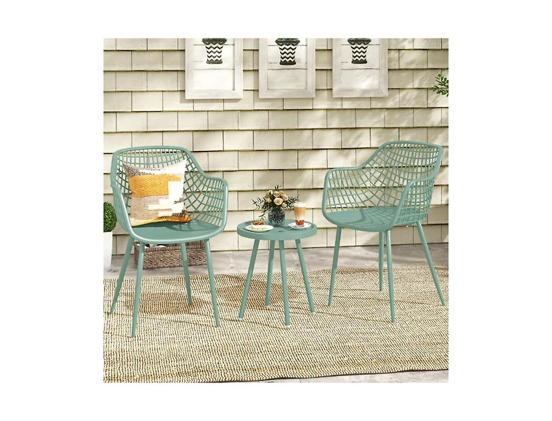 Boyel Living 3 Piece Patio Chair Set with Pp Seat and Tabletop for Porch