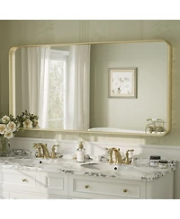 Apmir 60" x 30" High-Strength Tempered Glass and Aluminum Alloy Framed Wall Decor Bathroom Vanity Mirror